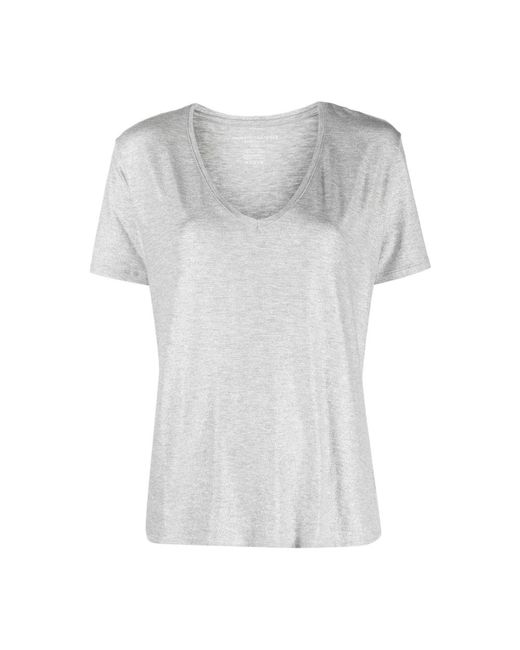 Camiseta gris melange con cuello en v Majestic Filatures de color Gray