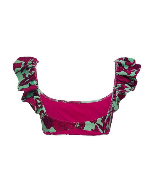 Ruffle bikini top di LaDoubleJ in Red