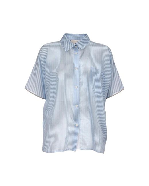 Camisa a rayas de algodón y seda Le Tricot Perugia de color Blue