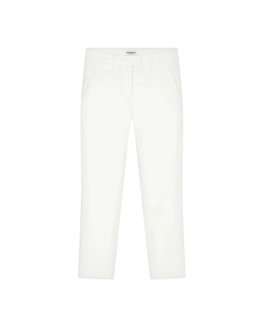 Dondup Broeken ,Wit ,Katoen Velvet Slim-Fit Cropped Chino Broek in het White