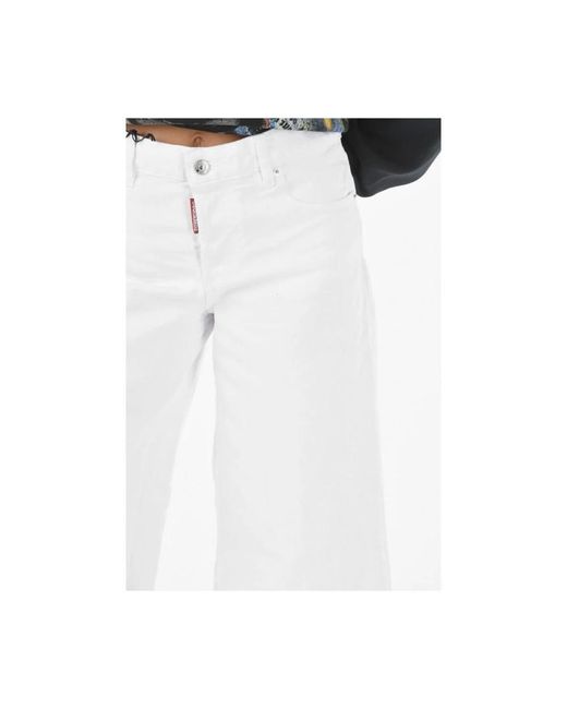 DSquared² Jeans ,Wit ,Denim Cropped Wijde Jeans in het White