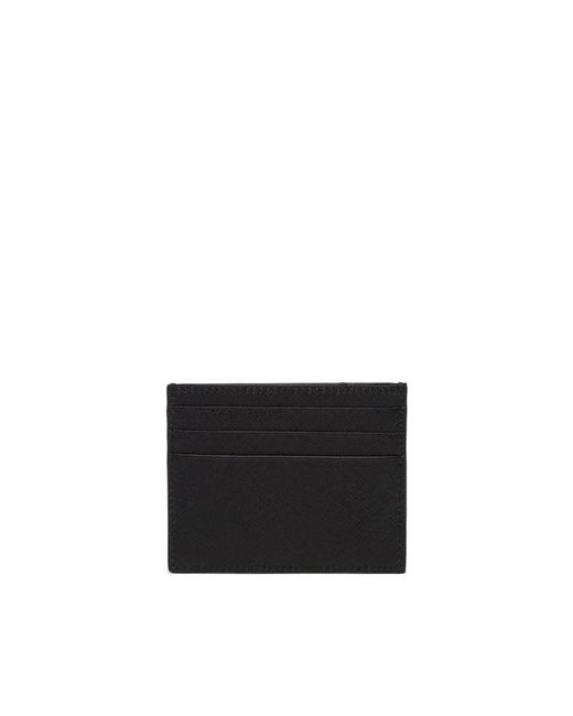 Prada Black Schwarzer Kompakter Kartenhalter Mit Logo Vorne