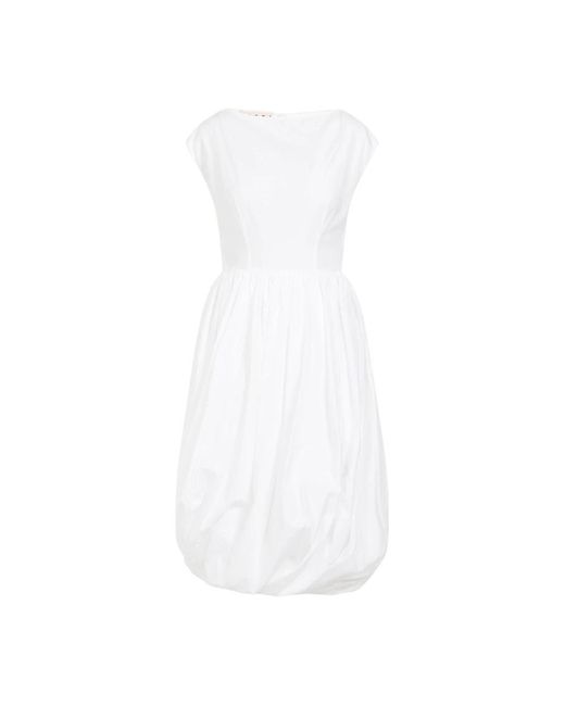 Vestido midi de algodón lily blanco Marni de color White