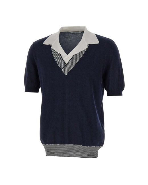 Gran Sasso Blue V-Neck Knitwear for men