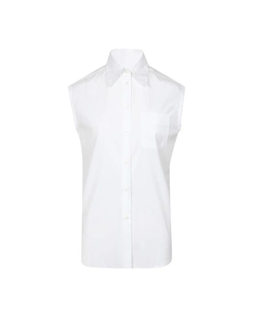 N°21 Overhemden ,Wit ,Katoen Witte Mouwloze Kraag Shirt in het White