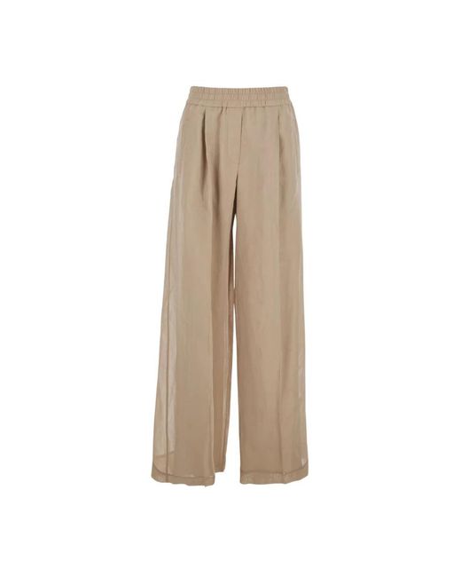 Brunello Cucinelli Natural Wide Trousers