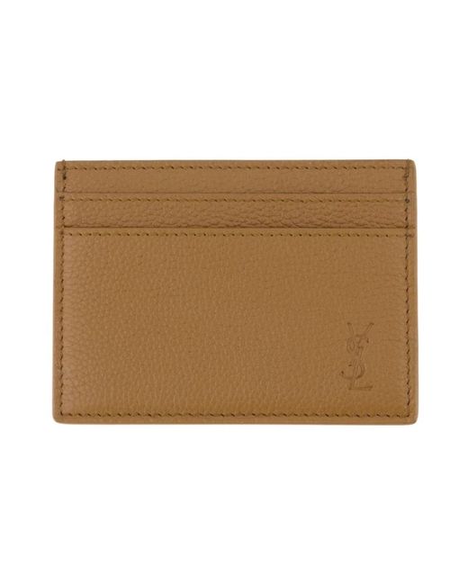 Saint Laurent Accessoires ,Bruin ,Leer Shadow Kaarthouder in het Natural voor heren