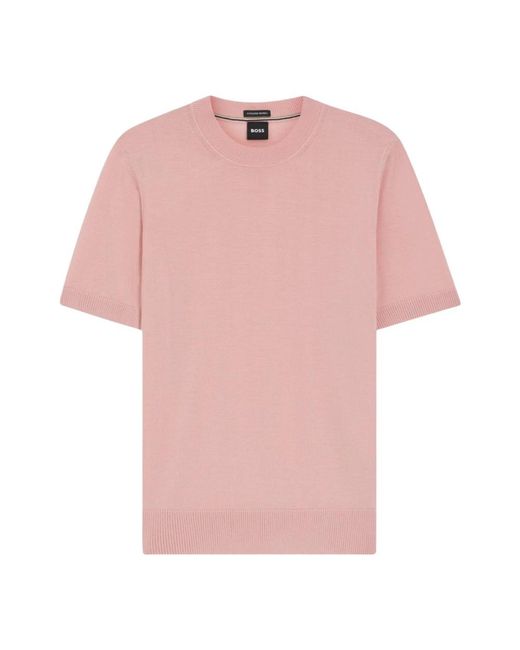 Boss Pink Round-Neck Knitwear for men