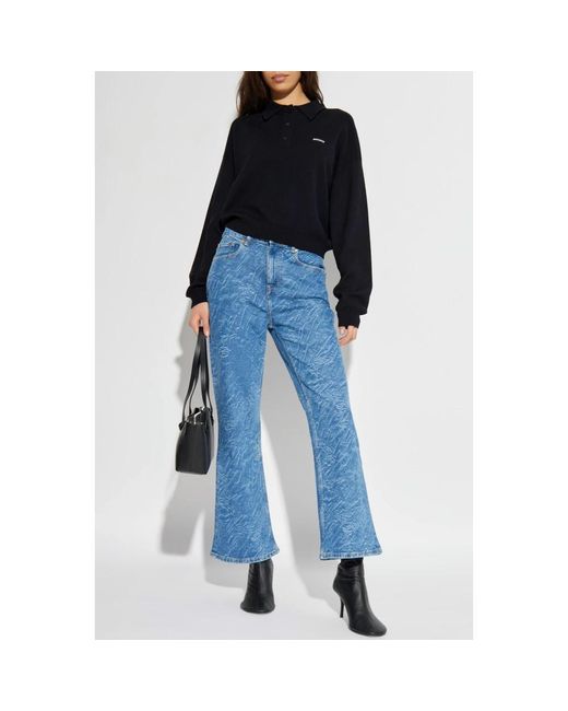 Ganni Jeans ,Blauw ,Denim Flared Jeans in het Blue