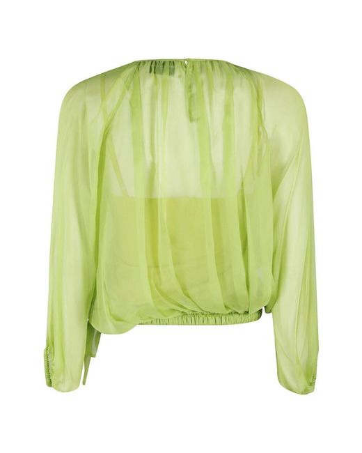 Isabelle Blanche Green Limetten Chiffon Bluse Mit Raglanärmeln