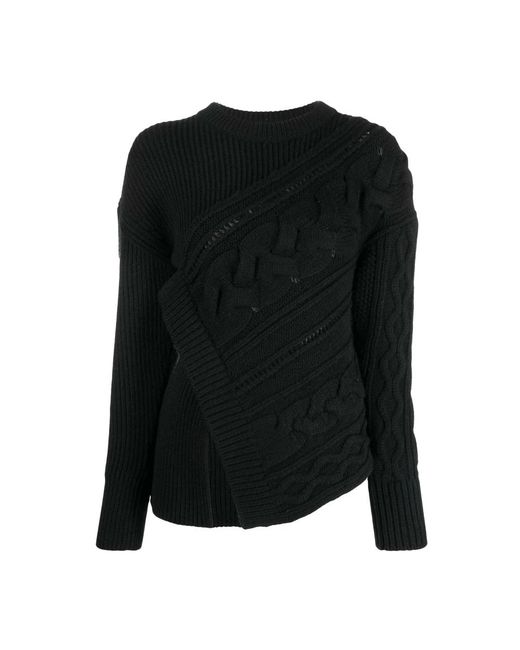 Jersey asimétrico de lana negro McQueen de color Black