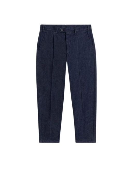 Mackintosh Blue Straight Trousers for men