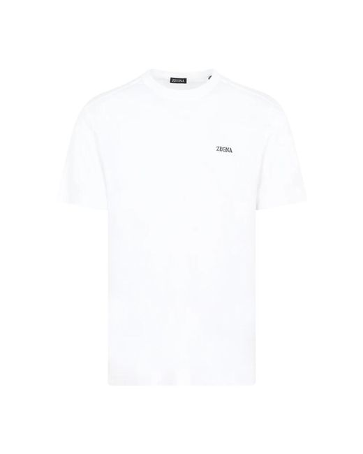 Magliette bianca con logo girocollo manica corta di Zegna in White da Uomo