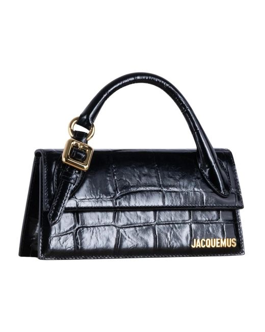 Jacquemus Black Lange boucle-tasche mit krokodilprägung