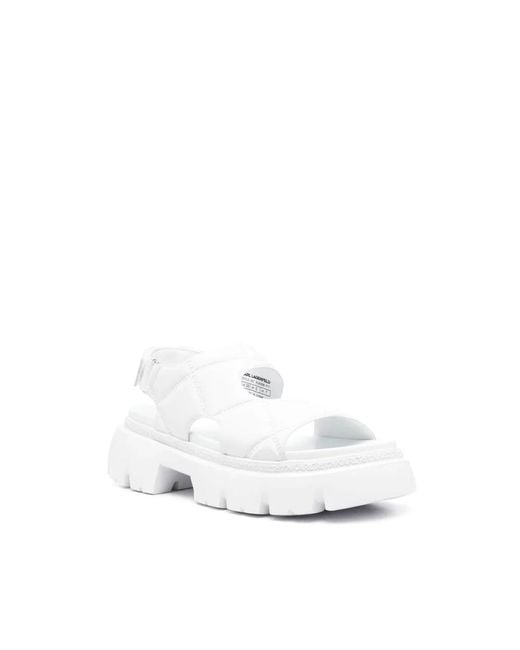 Karl Lagerfeld White Weiße stepp-sandalen mit flacher sohle