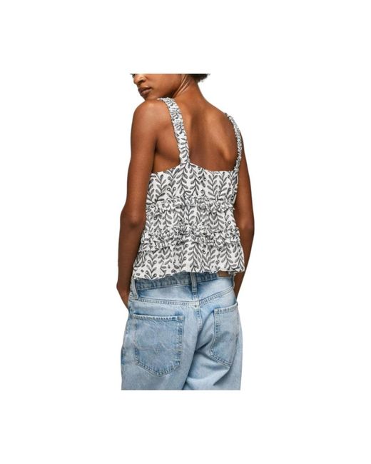 Pepe Jeans Blue Sleeveless Tops