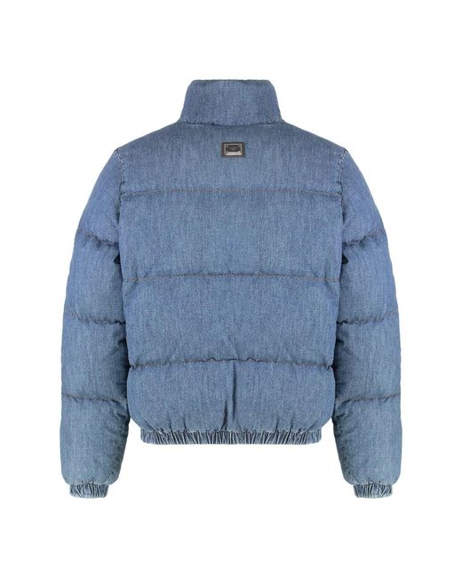 Cotton Denim Padded Jacket Dolce & Gabbana de hombre de color Blue