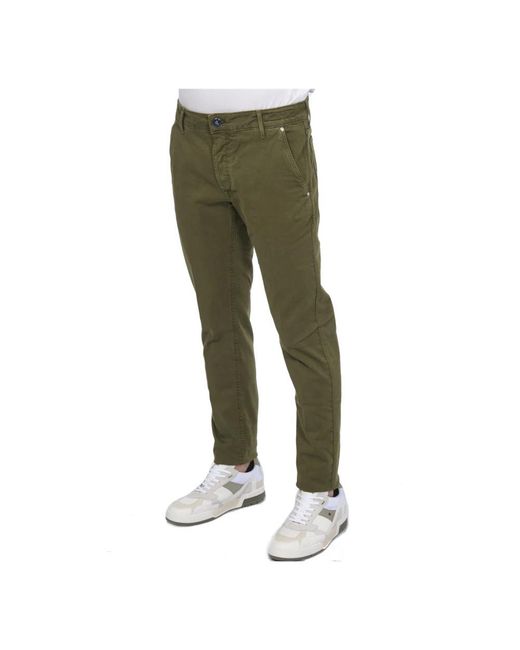 Hand Picked Green Slim-Fit Trousers for men