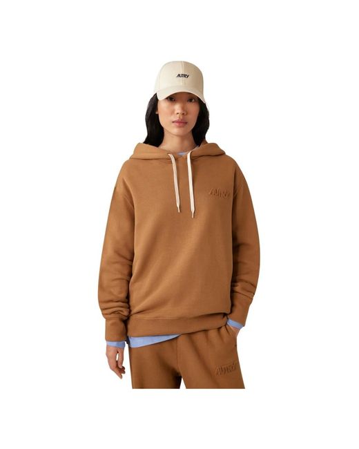 Autry Hoodies & Sweatvesten ,Bruin ,Katoen Hazelnoot Fleece Katoenen Hoodie in het Brown