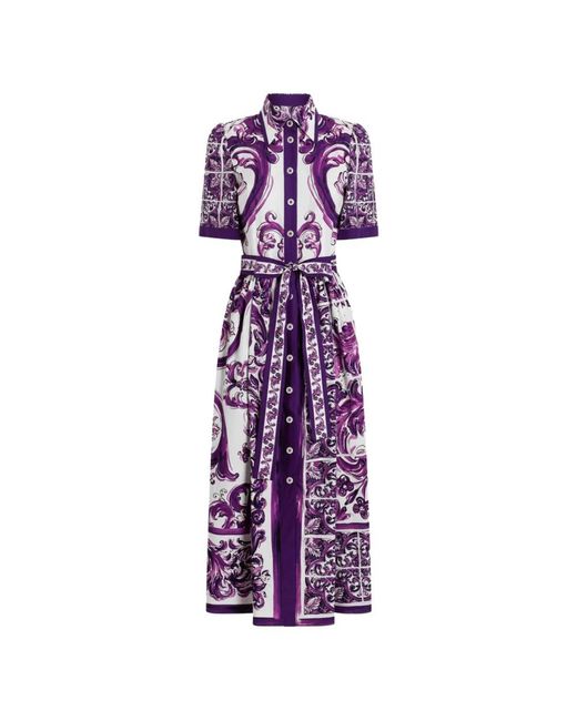 Dolce & Gabbana Purple Shirt Dresses