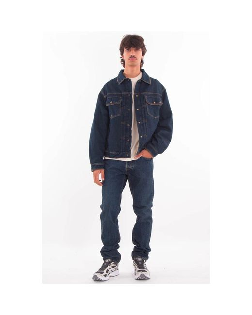 CYCLE Jassen ,Blauw ,Denim Saki Dark Wash Trucker Jacket in het Blue voor heren