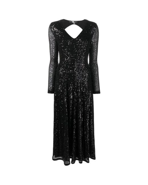 Karl Lagerfeld Black Sequin-embellished Maxi Dress
