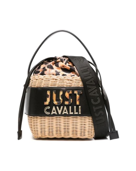 Just Cavalli Black Beuteltasche mit Logo-Prägung