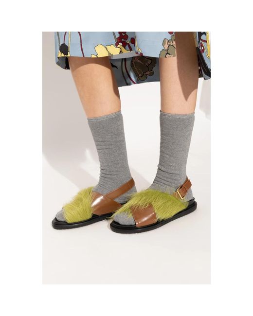 Marni Green Flat Sandals