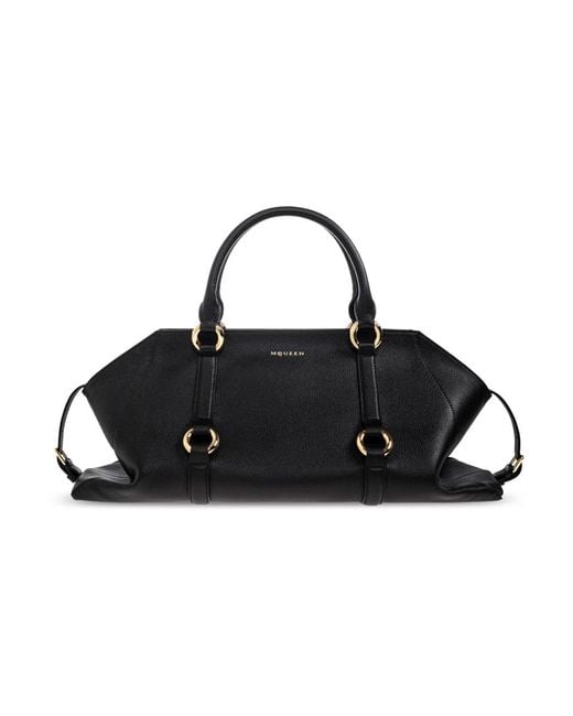 McQueen Black Farringdon Medium Handtasche