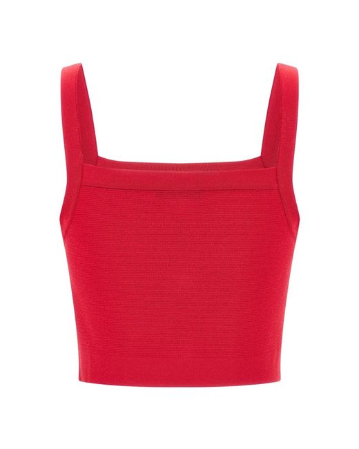 Balmain Red Sleeveless Tops