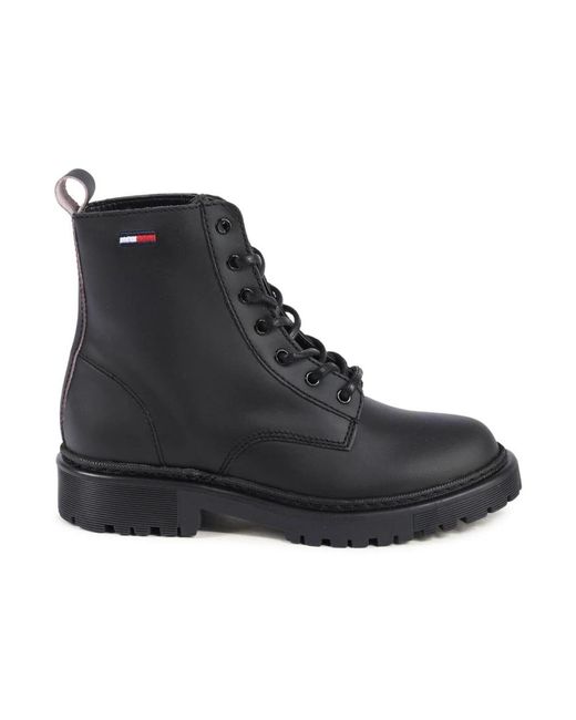 Tommy Hilfiger Zwarte Laceup Enkellaarzen in het Black