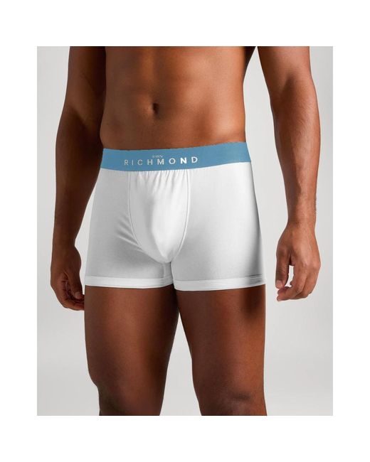 John Richmond Ondergoed ,Wit ,Katoen Low-Rise Boxershorts in het Blue voor heren