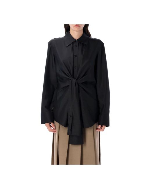 Rohe Overhemden ,Zwart ,Zijden Geknoopte Shirt Zwart Aw 25 in het Black