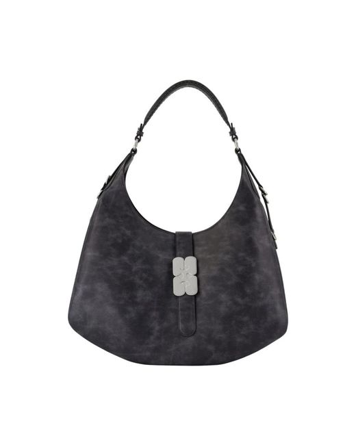 Ganni Black Kat Large Vintage Shoulder Bag