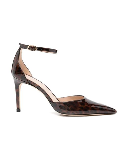 Stuart Weitzman Luipaardprint Enkelband Pumps in het Brown