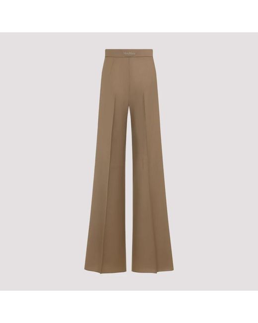 Max Mara Natural High-Waisted Wide-Leg Trousers