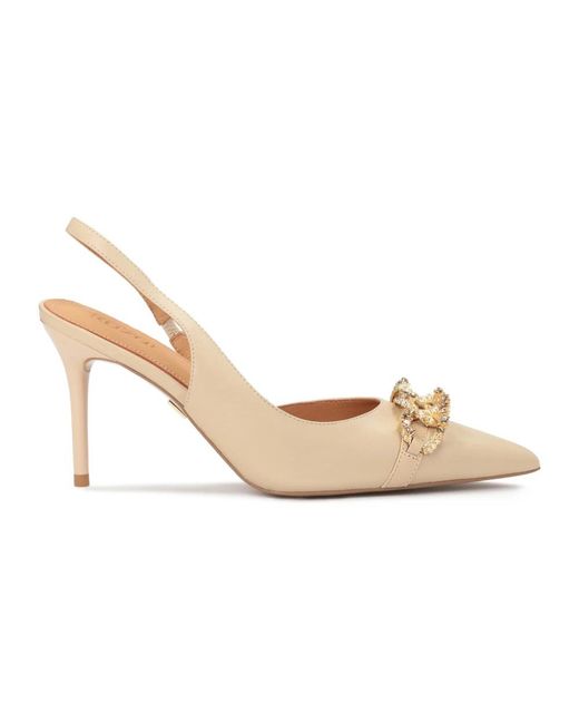 Kazar Schoenen ,Leer Nude Pumps Met Open Hiel En Een Grote Metalen Ketting in het White