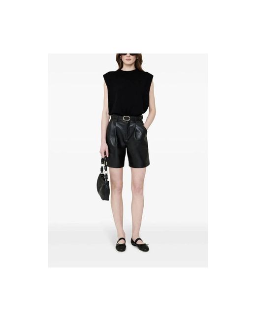 Anine Bing Black Leather Belt With-Tone Hardware