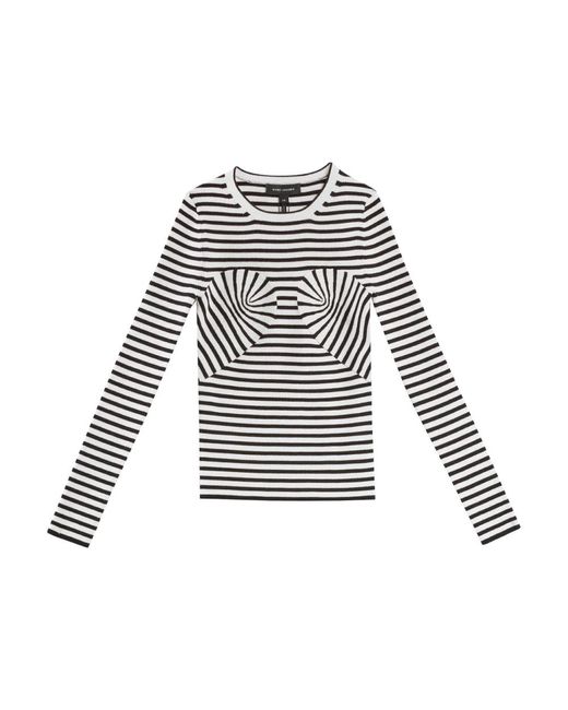 Marc Jacobs White Gestreifter Strick-Crewneck-Pullover