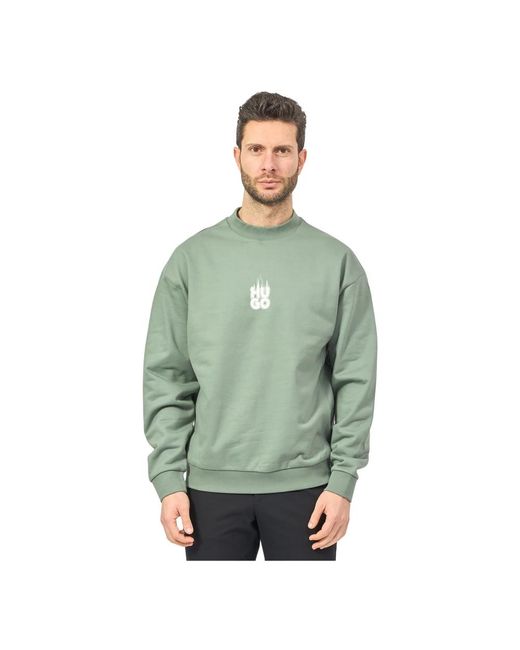 HUGO Grüner Pullover Mit Gesticktem Logo in Green für Herren