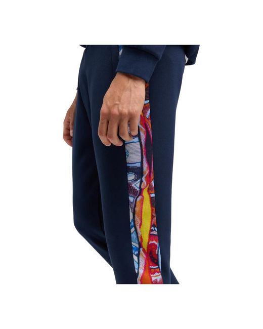 carlo colucci Blue Vibrant Piped Tracksuit Pants for men