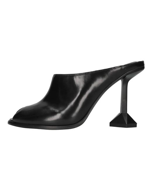 Ash Black Leder-Mules
