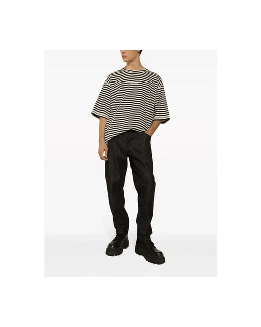 Dolce & Gabbana Black Striped Short-Sleeved T-Shirt for men