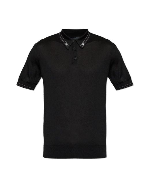 Dolce & Gabbana Black Polo Shirts for men