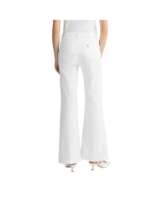 Liu Jo Witte Katoenen Broek Ss25 in het White