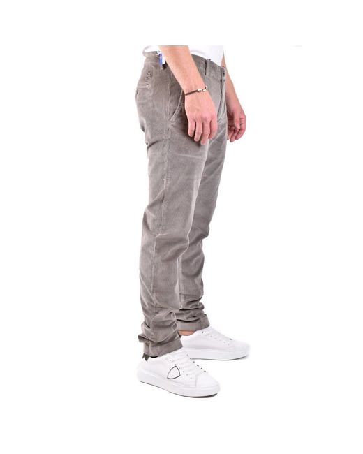 Dondup Gray Straight Trousers for men