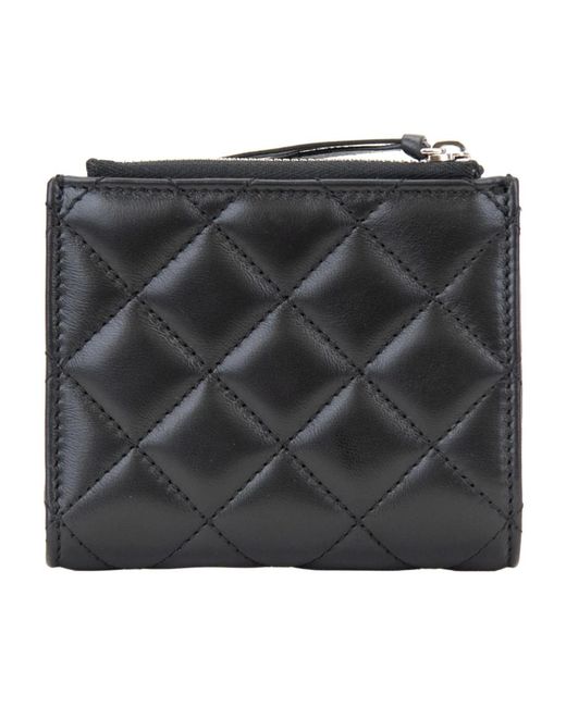 Versace Accessoires ,Zwart ,Leer Gewatteerde Leren Damesportemonnee in het Black