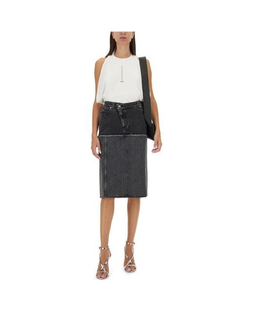 Denim Skirts McQueen de color Black