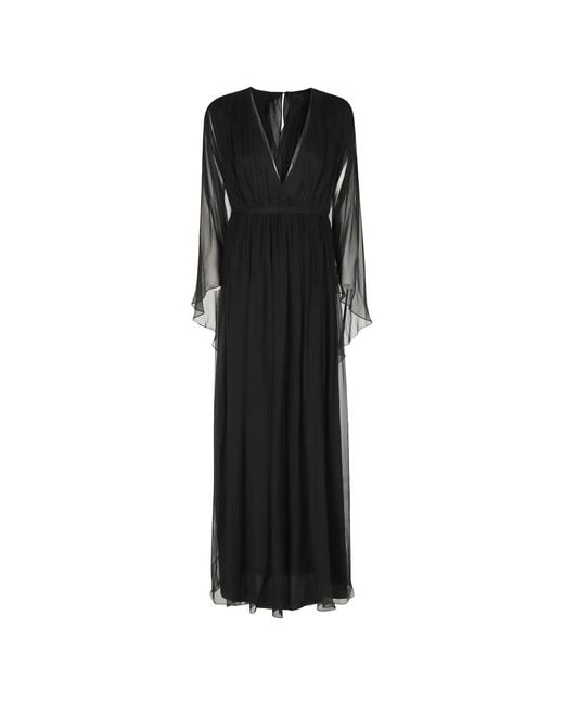 Alberta Ferretti Abito Chiffon Di Seta in het Black