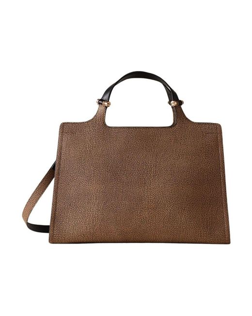 Borbonese Brown Natur/schwarze handtasche m